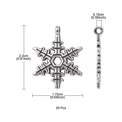 Christmas Snowflake Tibetan Style Alloy Pendants TIBEP-YW0001-58-1