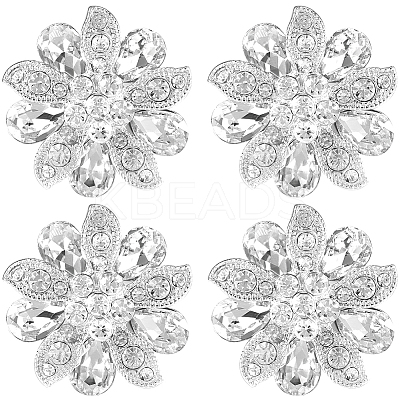 4Pcs 1-Hole Alloy Rhinestone Shank Buttons BUTT-GF0003-73-1