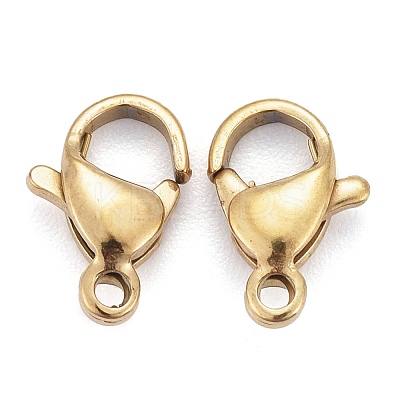 Ion Plating(IP) 304 Stainless Steel Lobster Claw Clasps STAS-H353-B-02G-1