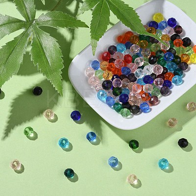 Faceted Rondelle Transparent Glass Beads GLAA-YW0001-84B-1