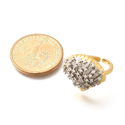 Brass Micro Pave Clear Cubic Zirconia Cuff Rings RJEW-U035-11GP-1