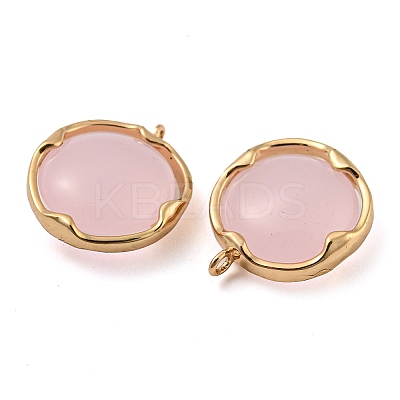 Brass with Pink Glass Pendants KK-G486-08G-1