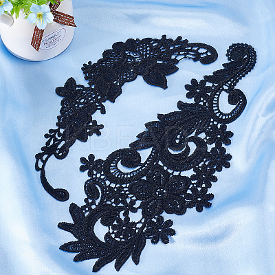 4 Pairs 2 Style Polyester & Nylon Embroidery Flower Lace Appliques DIY-GF0009-09-1