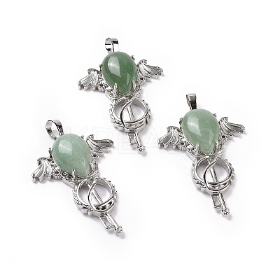Natural Green Aventurine Teardrop Pendants G-P496-03P-23-1