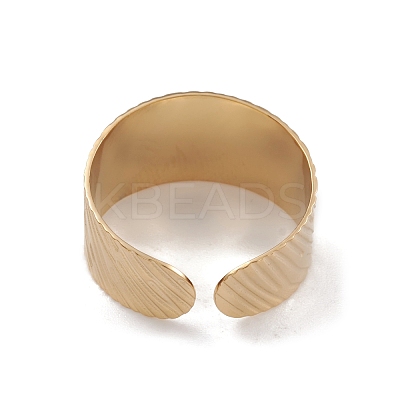 Ion Plating(IP) 304 Stainless Steel Textured Open Cuff Rings for Women RJEW-G285-58G-1