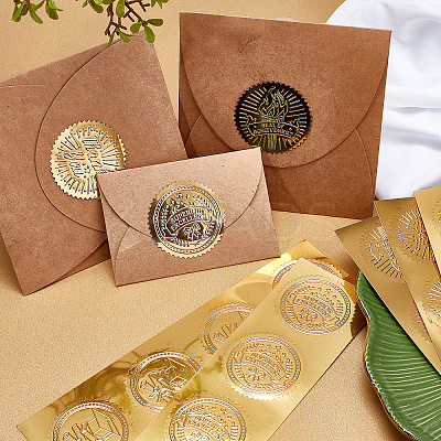 Plastic Self Adhesive Gold Foil Embossed Stickers DIY-WH0211-063-1