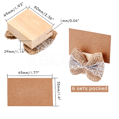 6 Sets Wood Place Card Holders AJEW-OC0001-35-1