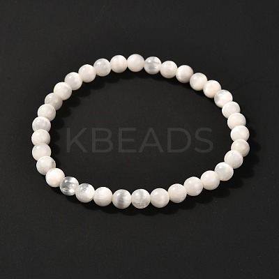 Natural Selenite Beads Stretch Bracelets BJEW-JB06620-01-1