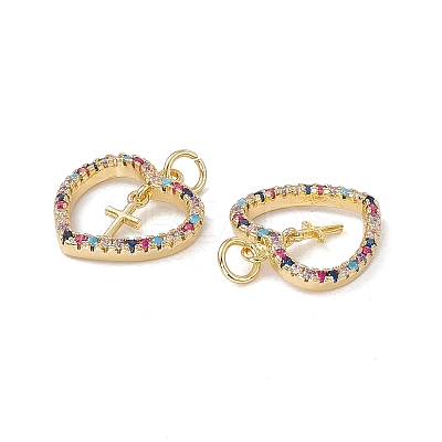Brass Colorful Cubic Zirconia Pendants KK-E068-VA055-2-1