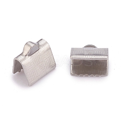 Tarnish Resistant 304 Stainless Steel Ribbon Crimp Ends STAS-P249-30P-1