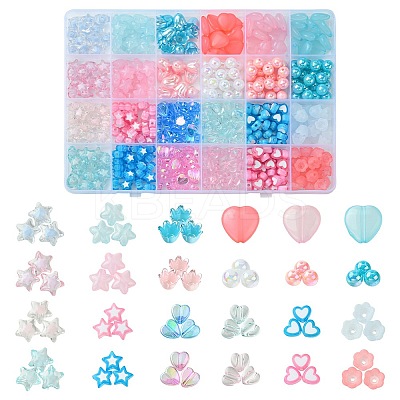 Acrylic Bead Flowers/Stars/Hearts OACR-FS0001-68-1