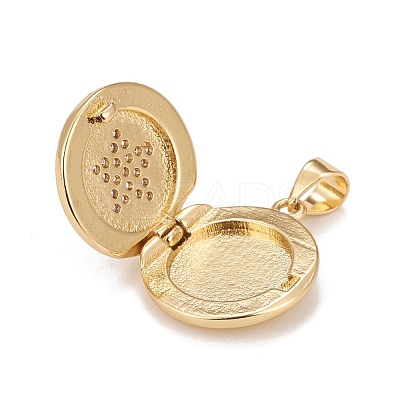 Brass Micro Pave Cubic Zirconia Locket Pendants KK-A161-43A-G-1