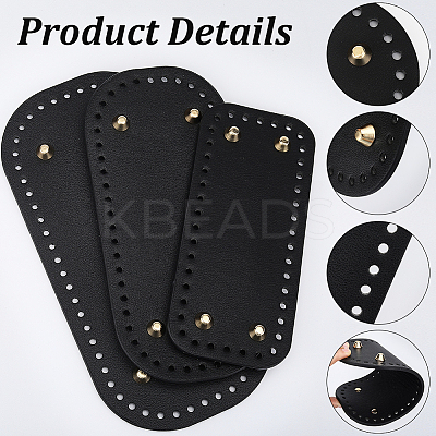 3Pcs 3 Styles PU Leather Knitting Crochet Bags Nail Bottom Shaper Pad DIY-CL0002-15-1
