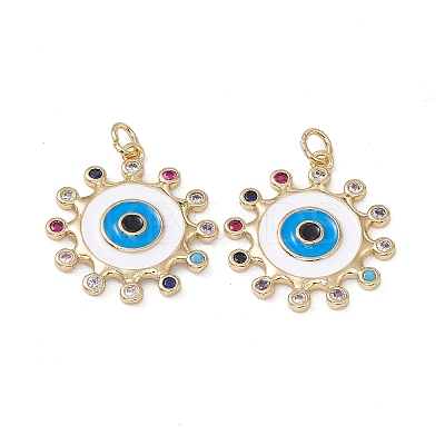 Brass Colorful Cubic Zirconia Pendants KK-E068-VA207-2-1