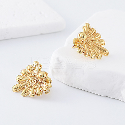 304 Stainless Steel Fan-Shaped Flower Stud Earrings for Women CO6863-1