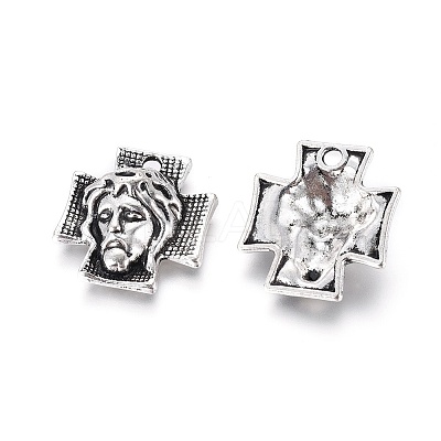 Tibetan Style Alloy Cross with Jesus Alloy Pendants for Easter Jewelry LS-LF10674Y-NF-1