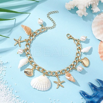 Aluminium Curb Chains Charm Bracelets BJEW-TA00584-1