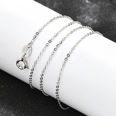 Anti-Tarnish Electroplated Rhodium Plated Sterling Silver Cable Chain Necklaces X-NJEW-N0048-46-18-1