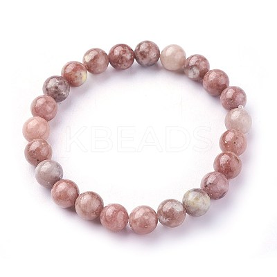 Natural Plum Blossom Jasper Beads Stretch Bracelets BJEW-F380-01-B08-1