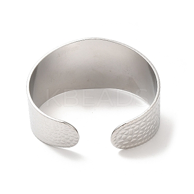 Non-Tarnish 304 Stainless Steel Textured Wide Cuff Bangles for Women BJEW-L682-014P-1