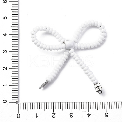 Alloy & Glass Seed Beads Bowknot Chandelier Component Links PALLOY-D359-03A-1