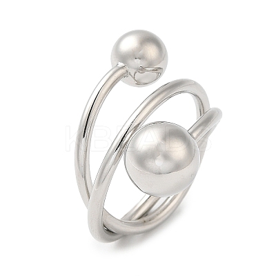 Rack Plating Brass Round Ball Cuff Rings RJEW-D015-02P-1