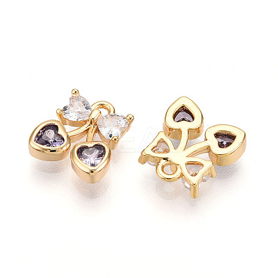 Brass Micro Pave Cubic Zirconia Charms KK-N261-94C-G-1