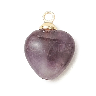 Natural Amethyst & Flower Amazonite & Lapis Lazuli & Rose Quartz Heart Charms PALLOY-JF04889-02-1