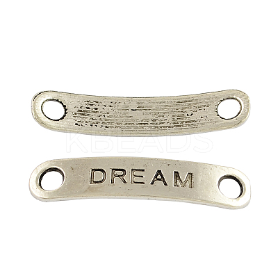 Rectangle Carved Affirmative Word Dream Tibetan Style Alloy Message Links connectors for Bracelet Making TIBE-S233-AS-LF-1