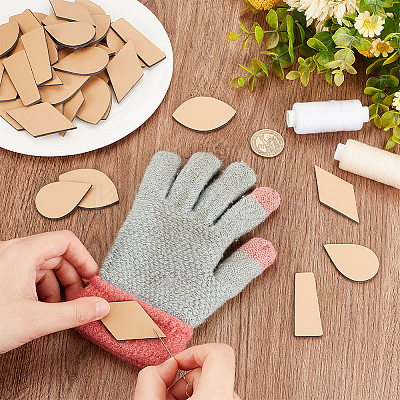 64Pcs 4 Styles Imitation Leather Label Tags AJEW-OC0004-02-1