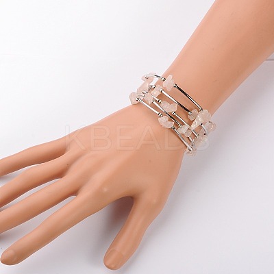Gemstone Chip Warp Bracelets BJEW-JB01517-01-1