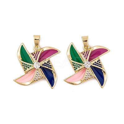 Brass Micro Pave Cubic Zirconia Pendants KK-E108-16G-1