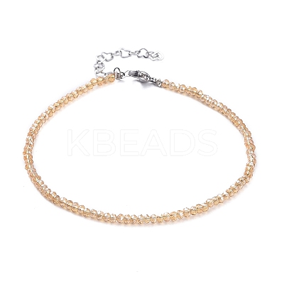 Electroplate Glass Beads Anklets AJEW-AN00279-05-1