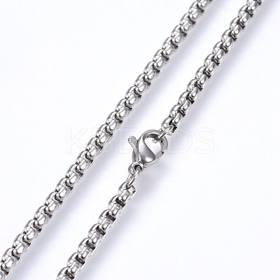 Non-Tarnish 304 Stainless Steel Box Chain Necklaces NJEW-F227-09P-03-1