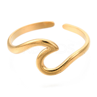 Ion Plating(IP) 304 Stainless Steel Sea Wave Cuff Rings LS-RJEW-N038-115LG-1