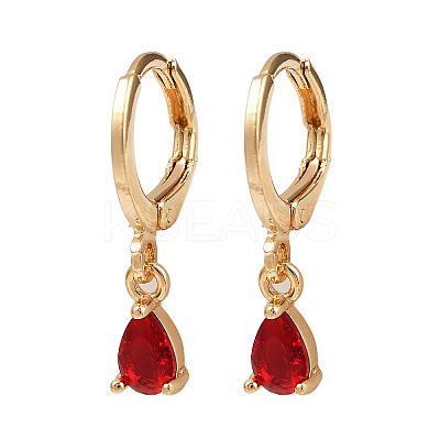 Brass Micro Pave Cubic Zirconia Teardrop Hoop Earrings EJEW-K309-18G-03-1