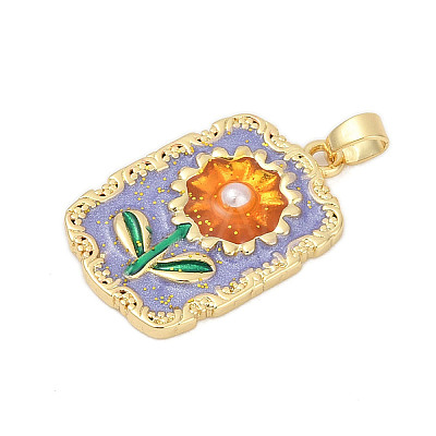 Brass Enamel Pendants KK-U068-13D-01G-1
