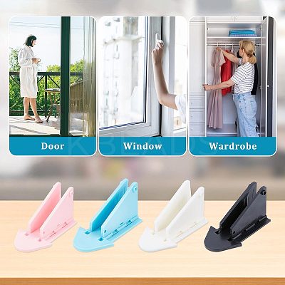 4Pcs 4 Colors Plastic Adhesive Backed Sliding Door Locks KY-GF0001-28-1