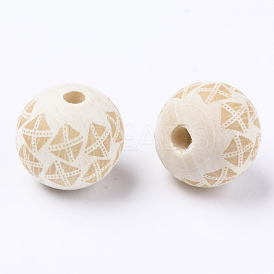 Unfinished Natural Wood European Beads WOOD-S057-021B-1