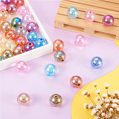 100Pcs 20 Colors Transparent Acrylic Beads MACR-TA0001-25-1