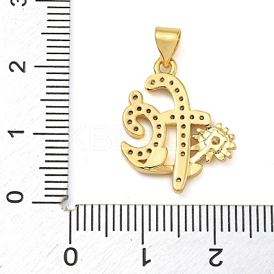 Rack Plating Brass Micro Pave Clear Cubic Zirconia Pendants KK-Z063-35G-1