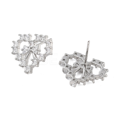 Rack Plating Heart Brass Stud Earrings EJEW-N055-33P-RS-1