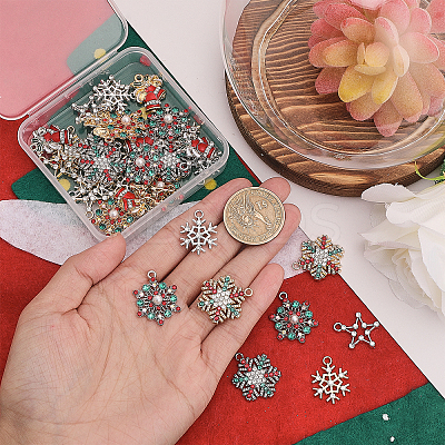 40Pcs 10 Style Alloy Rhinestone Pendants RB-CA0001-03-1