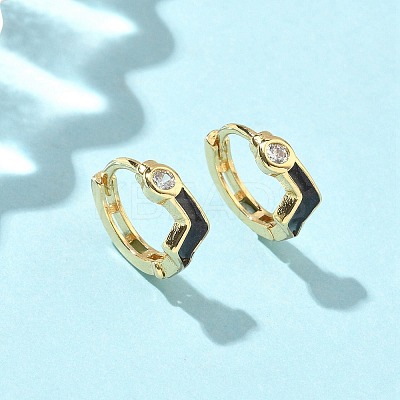 Brass Micro Pave Clear Cubic Zirconia Hoop Earrings EJEW-A132-12G-1