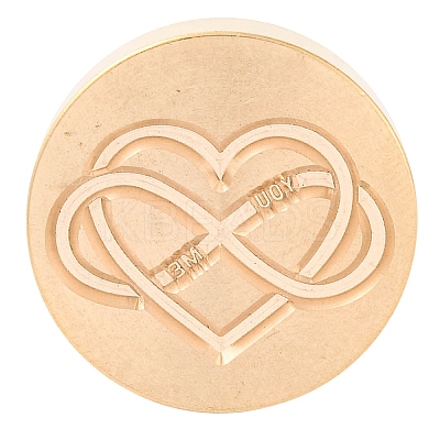 Golden Tone Round Wax Seal Brass Stamp Heads AJEW-S087-01G-08-1