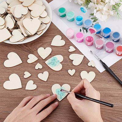 4 Styles Unfinished Wooden Heart Decoration Sheet WOOD-PH0003-27-1