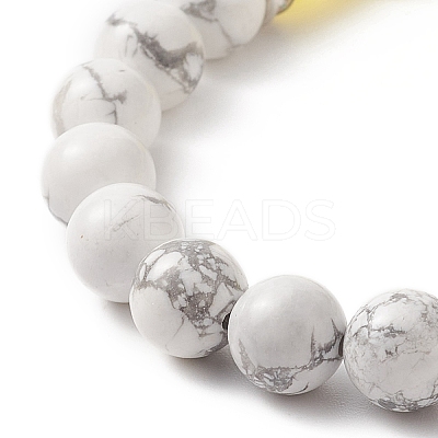 4Pcs 4 Color Natural Howlite Round Beaded Stretch Bracelets Set BJEW-TA00235-1