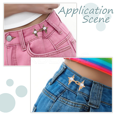 8 Pairs 4 Colors Star Zinc Alloy & Resin Adjustable Jean Button Pins FIND-FH0016-81-1