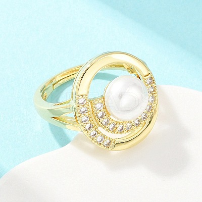 Brass Micro Pave Cubic Zirconia Finger Rings for Women RJEW-D340-02G-05-1