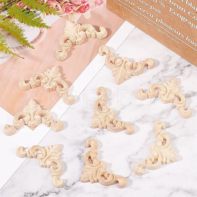 24Pcs Rubber Wood Carved Onlay Applique WOOD-FH0001-86-1